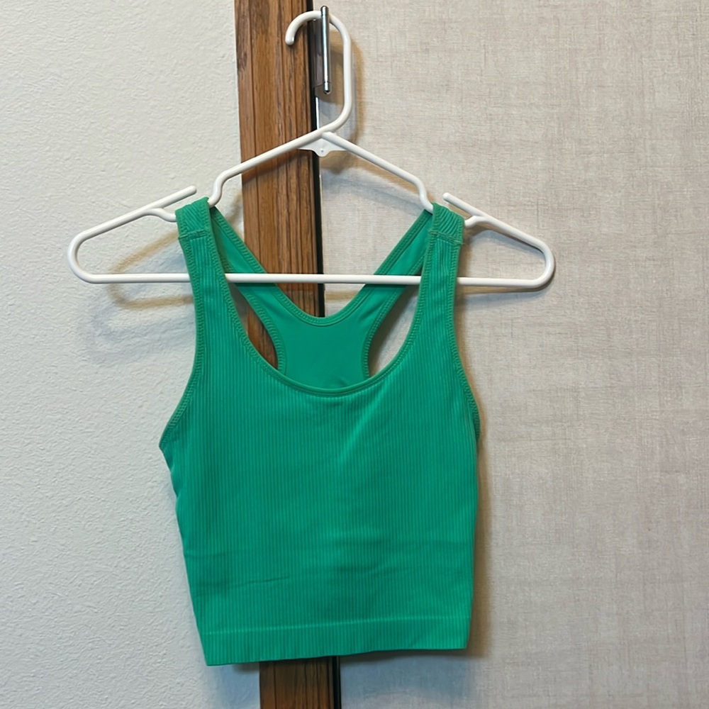 CALIA Cropped Scoop Neck Tank - Green